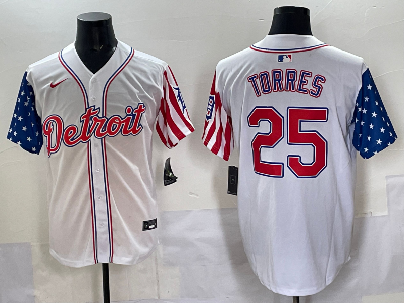 Men's Detroit Tigers Gleyber Torres #25 White Limited Jersey